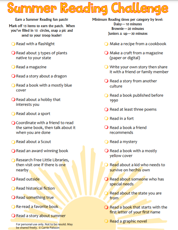 Summer Reading Challenge Activities for Girl Scouts